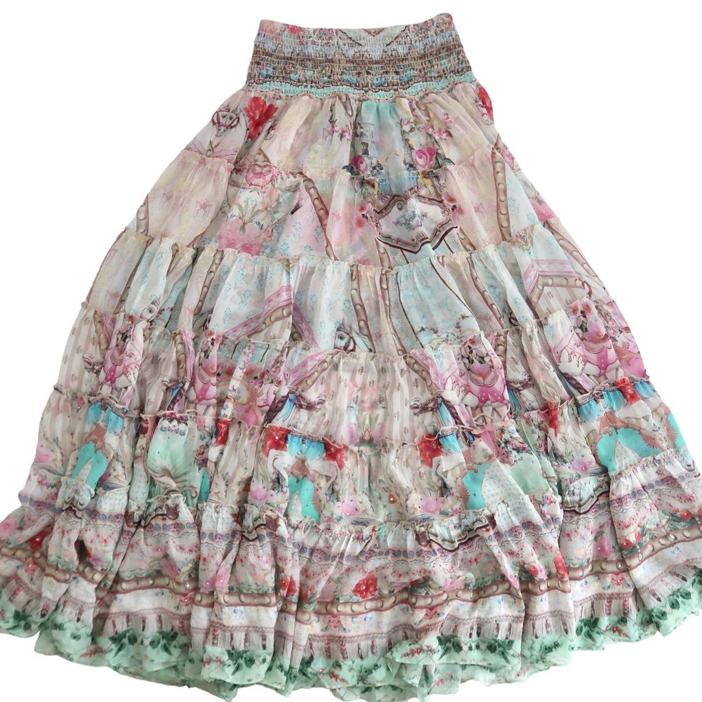 CAMILLA Carousel Sheer Tiered Circle Skirt / Strapless dress NWT - Picture 4 of 8